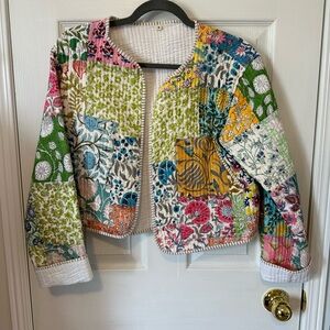 Elle Flower floral patchwork jacket. With pockets! SzM